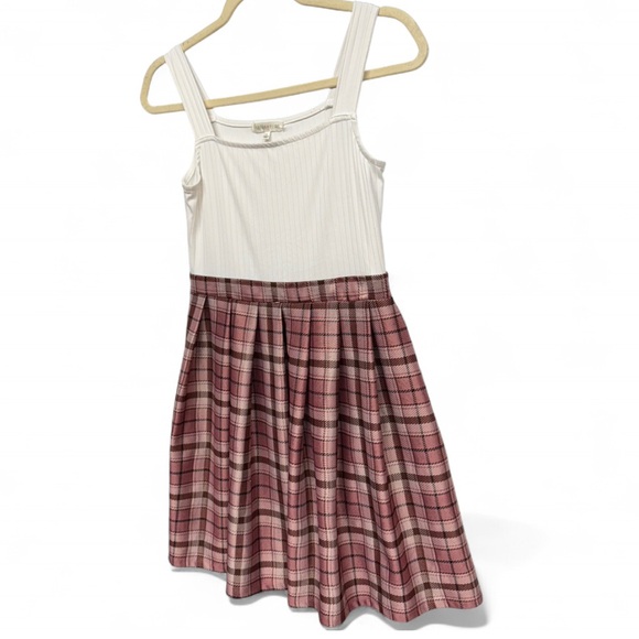 Ultra flirt white and pink plaid mini dress - Picture 2 of 5